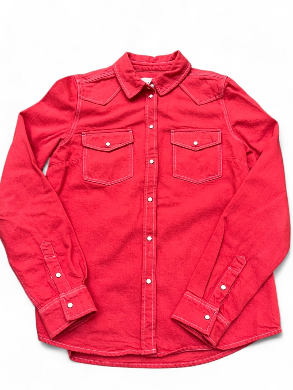 Sezane size 34 servanne cotton western Red Button-Up Shirt - Classic Long Sleeve